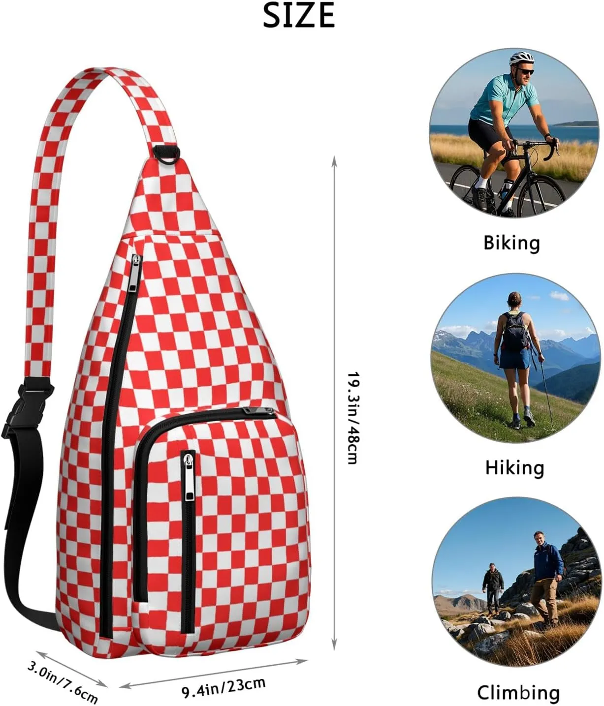 Shoulder Sling Crossbody Casual Chest Bag For Travel Sports Running,Backpack for Men & Women Lightweight Sports BagCrossbody Concealed Carry,Plaid Shoulder Bag Waterproof Chest Bag