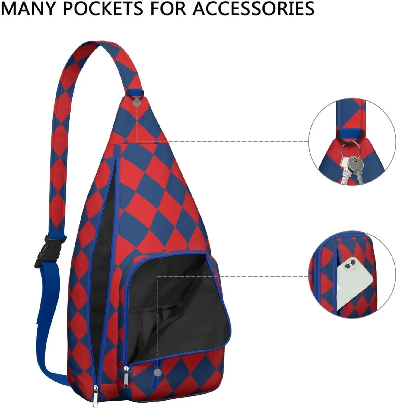 Shoulder Sling Crossbody Casual Chest Bag For Travel Sports Running,Backpack for Men & Women Lightweight Sports BagCrossbody Concealed Carry,Plaid Shoulder Bag Waterproof Chest Bag