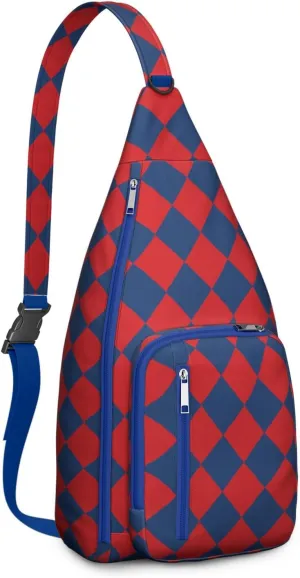 Shoulder Sling Crossbody Casual Chest Bag For Travel Sports Running,Backpack for Men & Women Lightweight Sports BagCrossbody Concealed Carry,Plaid Shoulder Bag Waterproof Chest Bag