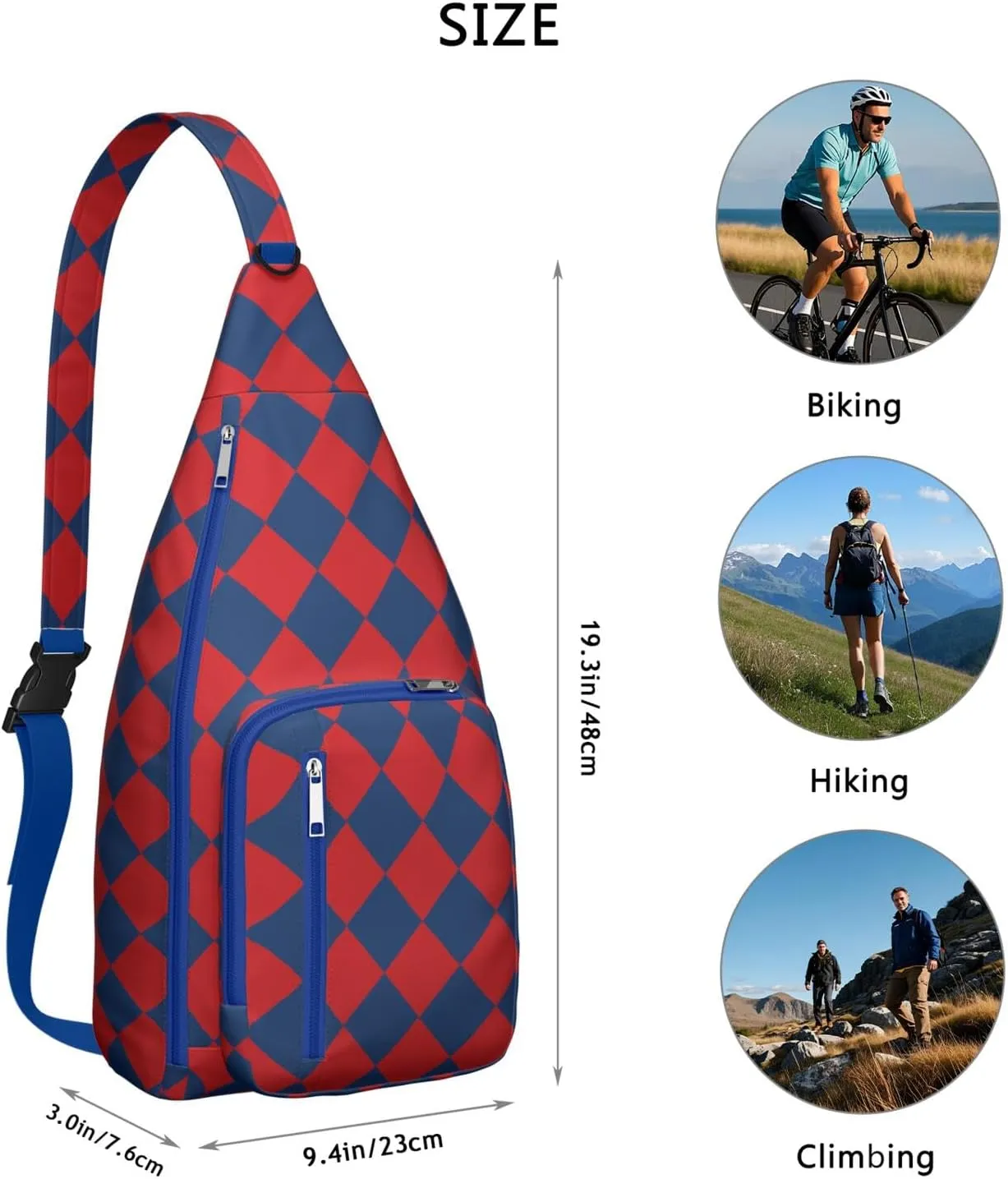 Shoulder Sling Crossbody Casual Chest Bag For Travel Sports Running,Backpack for Men & Women Lightweight Sports BagCrossbody Concealed Carry,Plaid Shoulder Bag Waterproof Chest Bag