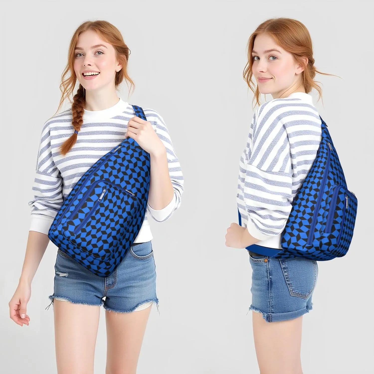 Shoulder Sling Crossbody Casual Chest Bag For Travel Sports Running,Backpack for Men & Women Lightweight Sports BagCrossbody Concealed Carry,Plaid Shoulder Bag Waterproof Chest Bag