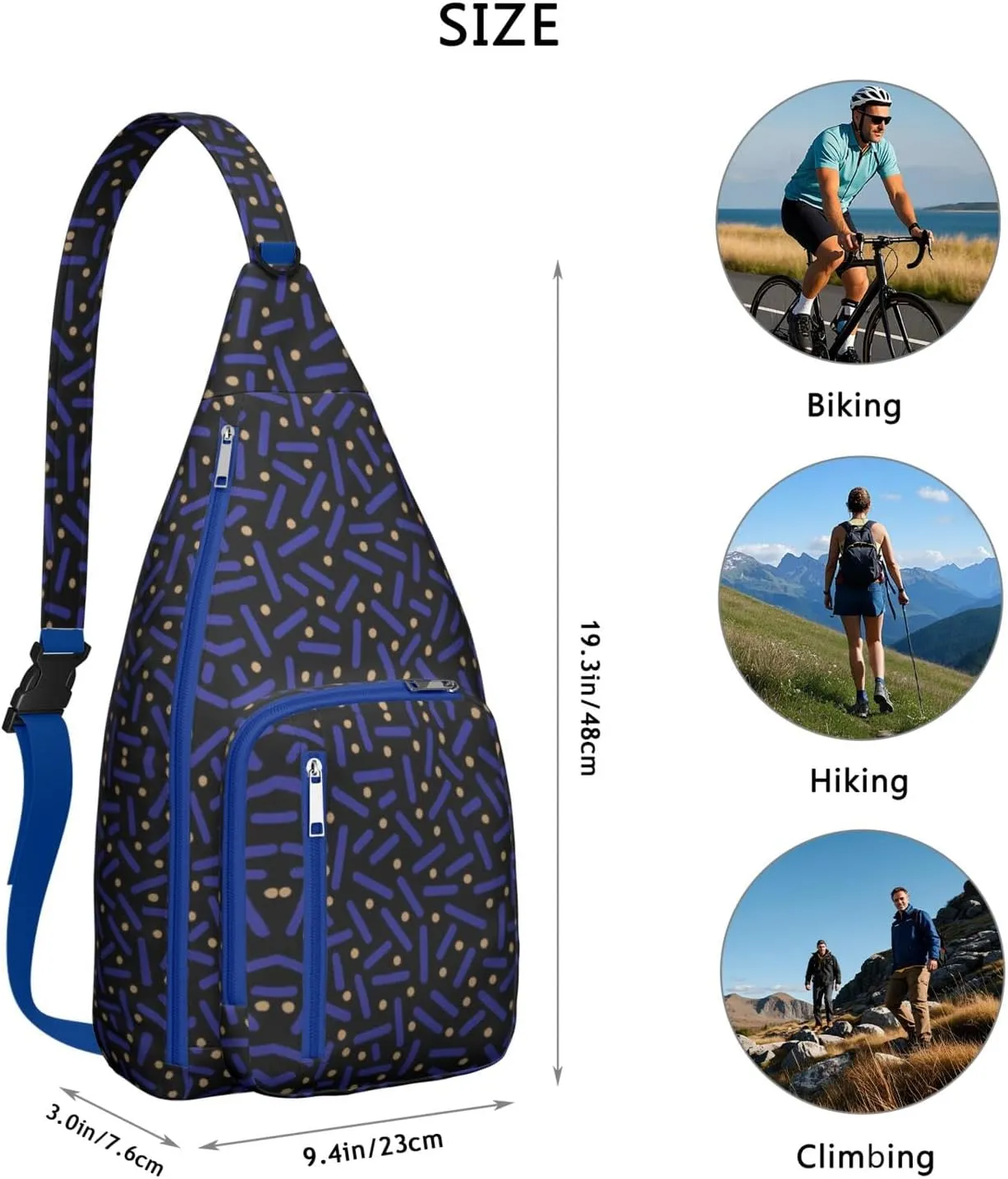 Shoulder Sling Crossbody Casual Chest Bag For Travel Sports Running,Backpack for Men & Women Lightweight Sports BagCrossbody Concealed Carry,Polka Shoulder Bag Waterproof Chest Bag