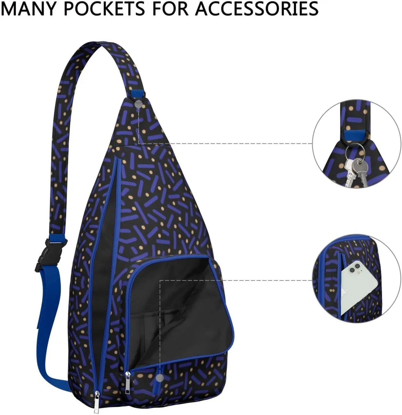 Shoulder Sling Crossbody Casual Chest Bag For Travel Sports Running,Backpack for Men & Women Lightweight Sports BagCrossbody Concealed Carry,Polka Shoulder Bag Waterproof Chest Bag