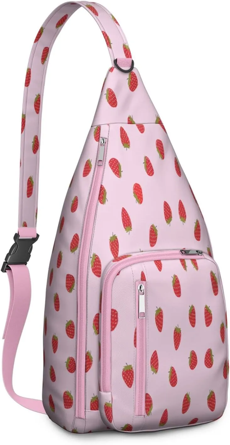 Shoulder Sling Crossbody Casual Chest Bag For Travel Sports Running,Backpack for Men & Women Lightweight Sports BagCrossbody Concealed Carry,Strawberry Shoulder Bag Waterproof Chest Bag