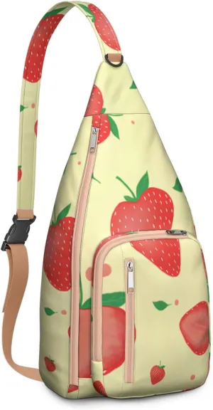 Shoulder Sling Crossbody Casual Chest Bag For Travel Sports Running,Backpack for Men & Women Lightweight Sports BagCrossbody Concealed Carry,Strawberry Shoulder Bag Waterproof Chest Bag