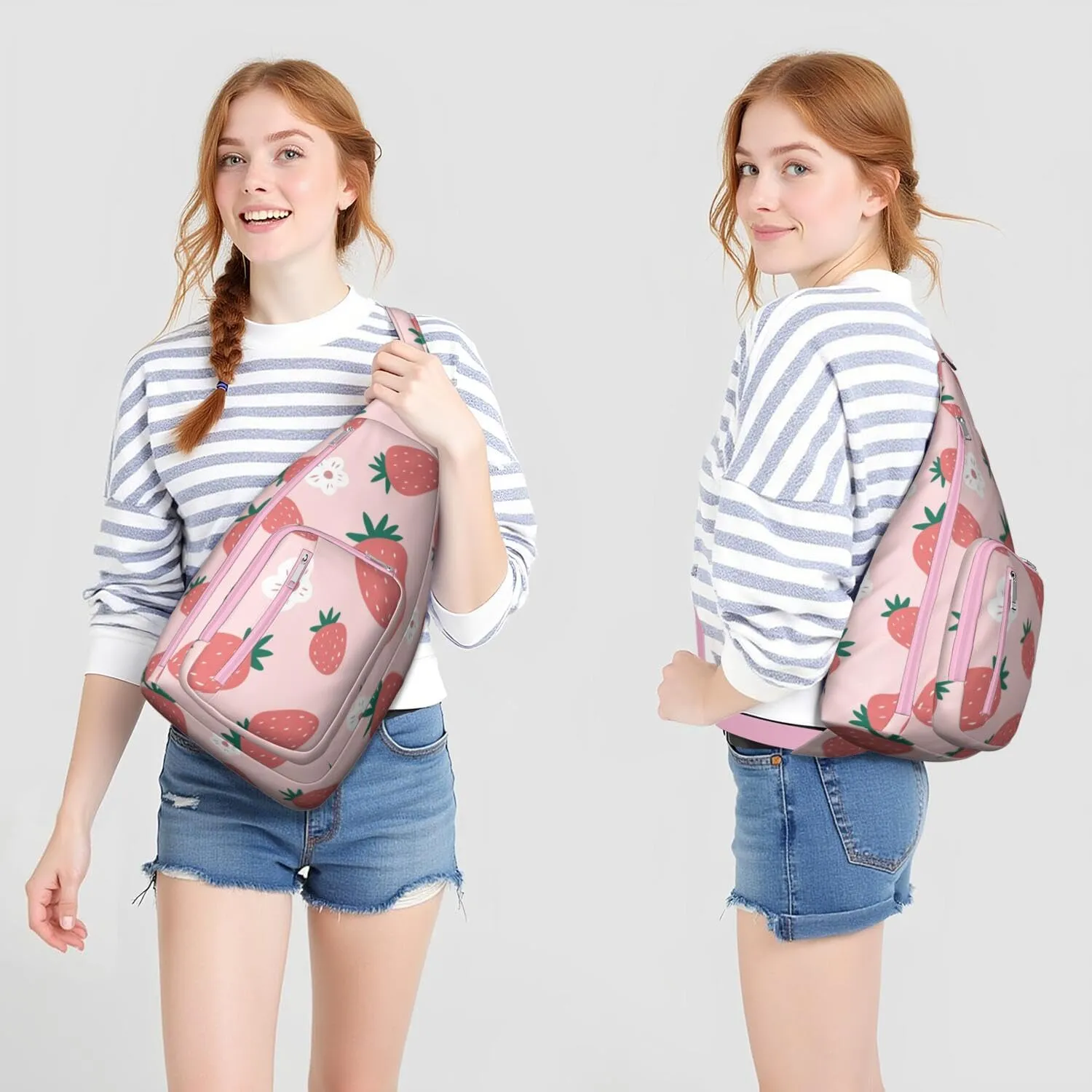 Shoulder Sling Crossbody Casual Chest Bag For Travel Sports Running,Backpack for Men & Women Lightweight Sports BagCrossbody Concealed Carry,Strawberry Shoulder Bag Waterproof Chest Bag