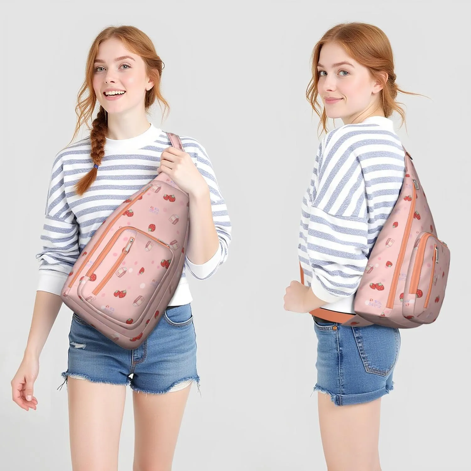Shoulder Sling Crossbody Casual Chest Bag For Travel Sports Running,Backpack for Men & Women Lightweight Sports BagCrossbody Concealed Carry,Strawberry Shoulder Bag Waterproof Chest Bag