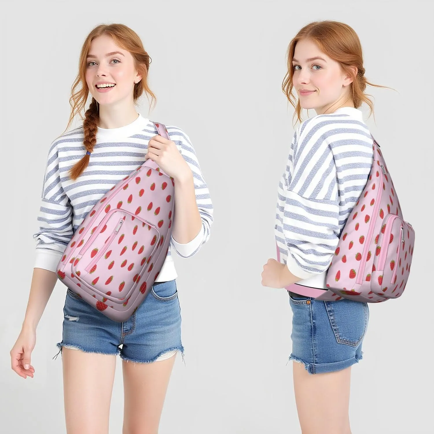 Shoulder Sling Crossbody Casual Chest Bag For Travel Sports Running,Backpack for Men & Women Lightweight Sports BagCrossbody Concealed Carry,Strawberry Shoulder Bag Waterproof Chest Bag