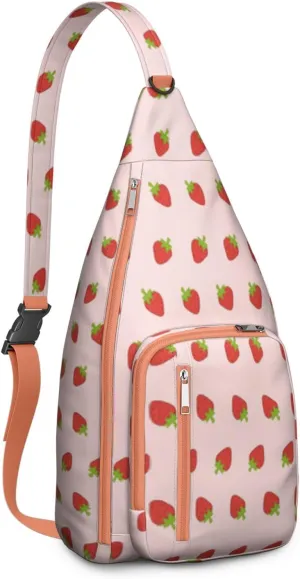 Shoulder Sling Crossbody Casual Chest Bag For Travel Sports Running,Backpack for Men & Women Lightweight Sports BagCrossbody Concealed Carry,Strawberry Shoulder Bag Waterproof Chest Bag