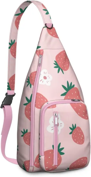 Shoulder Sling Crossbody Casual Chest Bag For Travel Sports Running,Backpack for Men & Women Lightweight Sports BagCrossbody Concealed Carry,Strawberry Shoulder Bag Waterproof Chest Bag