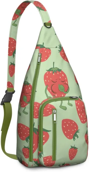 Shoulder Sling Crossbody Casual Chest Bag For Travel Sports Running,Backpack for Men & Women Lightweight Sports BagCrossbody Concealed Carry,Strawberry Shoulder Bag Waterproof Chest Bag