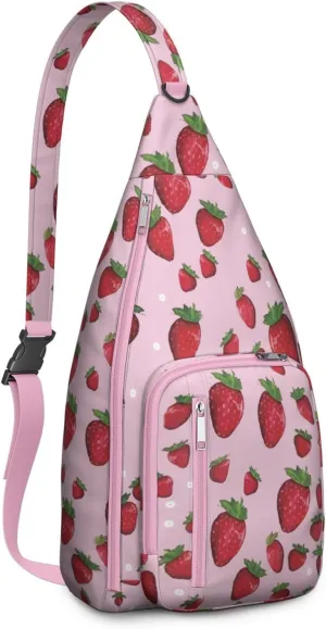 Shoulder Sling Crossbody Casual Chest Bag For Travel Sports Running,Backpack for Men & Women Lightweight Sports BagCrossbody Concealed Carry,Strawberry Shoulder Bag Waterproof Chest Bag