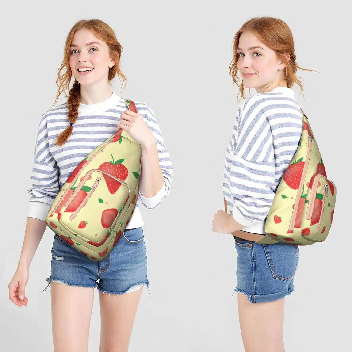 Shoulder Sling Crossbody Casual Chest Bag For Travel Sports Running,Backpack for Men & Women Lightweight Sports BagCrossbody Concealed Carry,Strawberry Shoulder Bag Waterproof Chest Bag