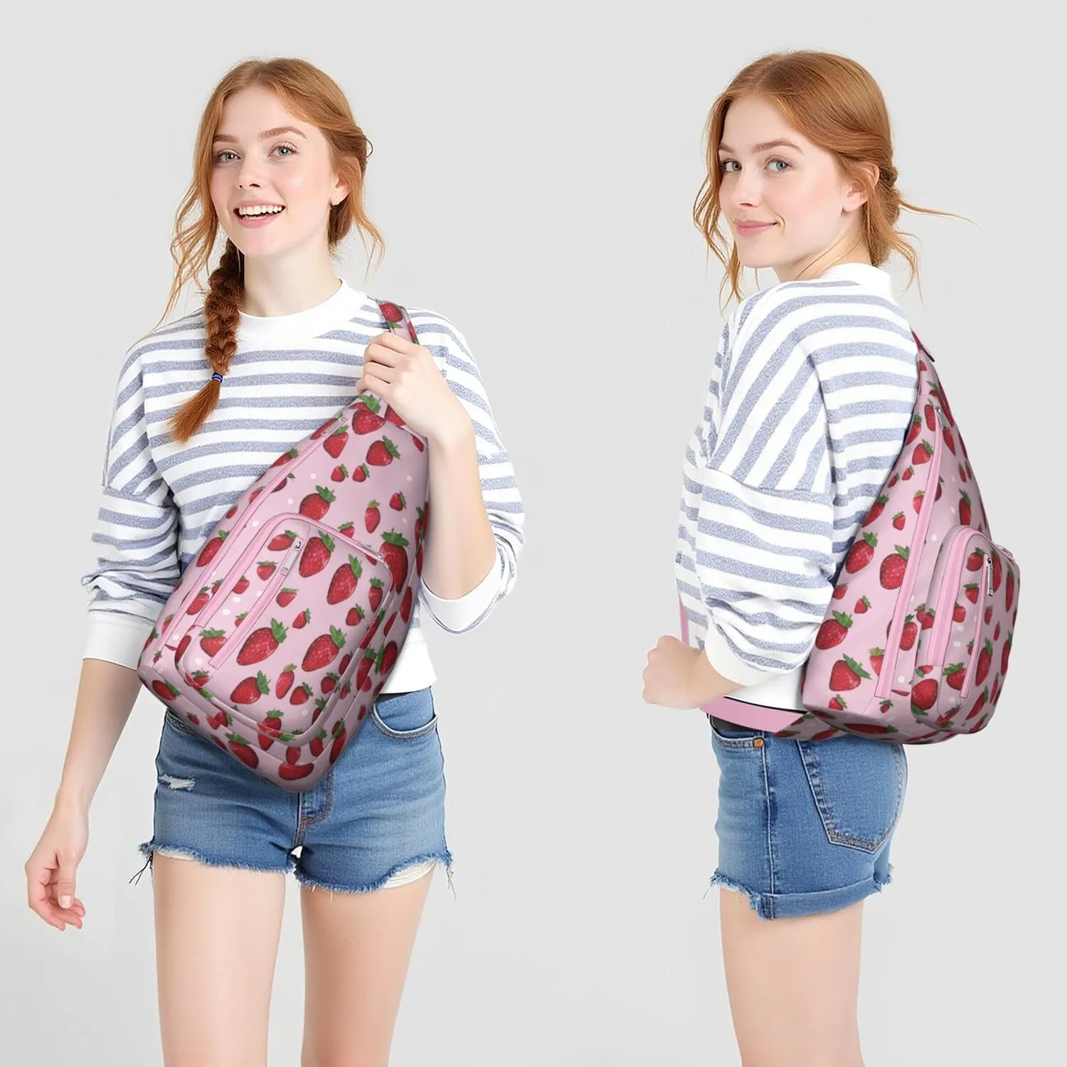 Shoulder Sling Crossbody Casual Chest Bag For Travel Sports Running,Backpack for Men & Women Lightweight Sports BagCrossbody Concealed Carry,Strawberry Shoulder Bag Waterproof Chest Bag