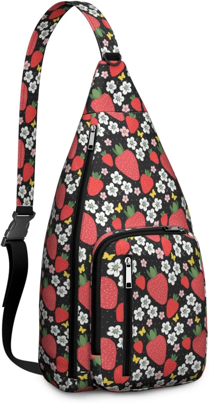 Shoulder Sling Crossbody Casual Chest Bag For Travel Sports Running,Backpack for Men & Women Lightweight Sports BagCrossbody Concealed Carry,Strawberry Shoulder Bag Waterproof Chest Bag