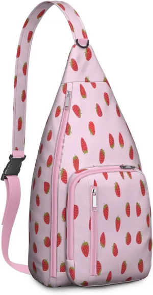 Shoulder Sling Crossbody Casual Chest Bag For Travel Sports Running,Backpack for Men & Women Lightweight Sports BagCrossbody Concealed Carry,Strawberry Shoulder Bag Waterproof Chest Bag
