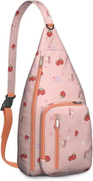 Shoulder Sling Crossbody Casual Chest Bag For Travel Sports Running,Backpack for Men & Women Lightweight Sports BagCrossbody Concealed Carry,Strawberry Shoulder Bag Waterproof Chest Bag