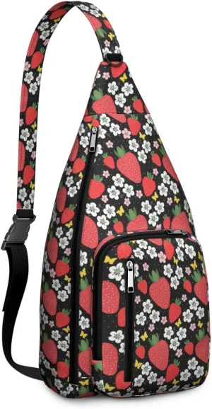 Shoulder Sling Crossbody Casual Chest Bag For Travel Sports Running,Backpack for Men & Women Lightweight Sports BagCrossbody Concealed Carry,Strawberry Shoulder Bag Waterproof Chest Bag