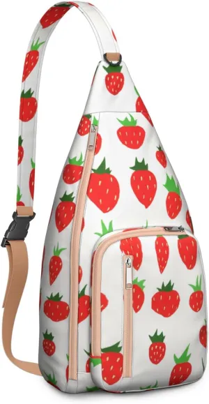 Shoulder Sling Crossbody Casual Chest Bag For Travel Sports Running,Backpack for Men & Women Lightweight Sports BagCrossbody Concealed Carry,Strawberry Shoulder Bag Waterproof Chest Bag