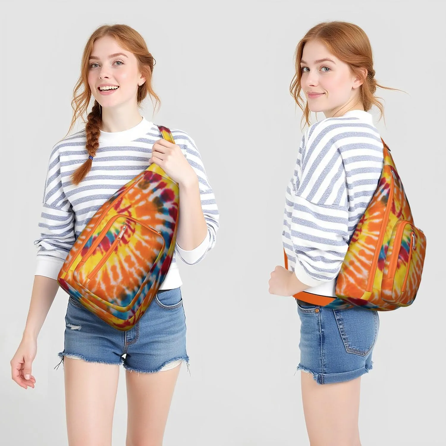 Shoulder Sling Crossbody Casual Chest Bag For Travel Sports Running,Backpack for Men & Women Lightweight Sports BagCrossbody Concealed Carry,Tie dye Shoulder Bag Waterproof Chest Bag