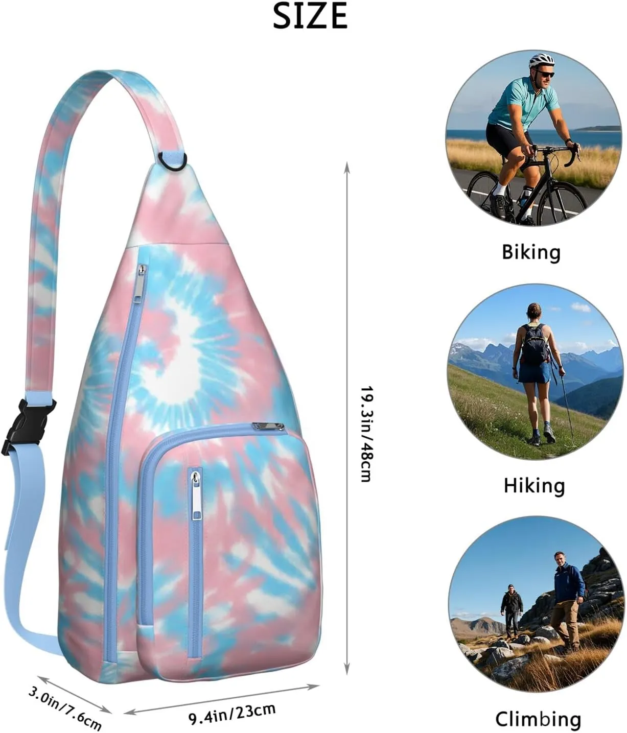 Shoulder Sling Crossbody Casual Chest Bag For Travel Sports Running,Backpack for Men & Women Lightweight Sports BagCrossbody Concealed Carry,Tie dye Shoulder Bag Waterproof Chest Bag
