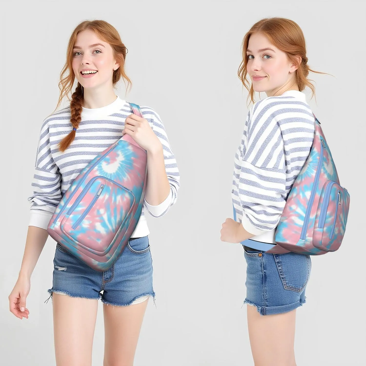 Shoulder Sling Crossbody Casual Chest Bag For Travel Sports Running,Backpack for Men & Women Lightweight Sports BagCrossbody Concealed Carry,Tie dye Shoulder Bag Waterproof Chest Bag