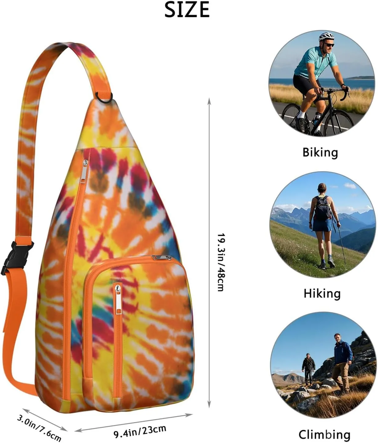 Shoulder Sling Crossbody Casual Chest Bag For Travel Sports Running,Backpack for Men & Women Lightweight Sports BagCrossbody Concealed Carry,Tie dye Shoulder Bag Waterproof Chest Bag