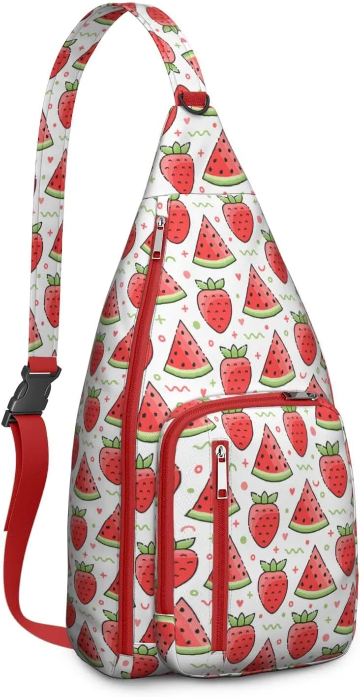 Shoulder Sling Crossbody Casual Chest Bag For Travel Sports Running,Backpack for Men & Women Lightweight Sports BagCrossbody Concealed Carry,Watermelon Shoulder Bag Waterproof Chest Bag