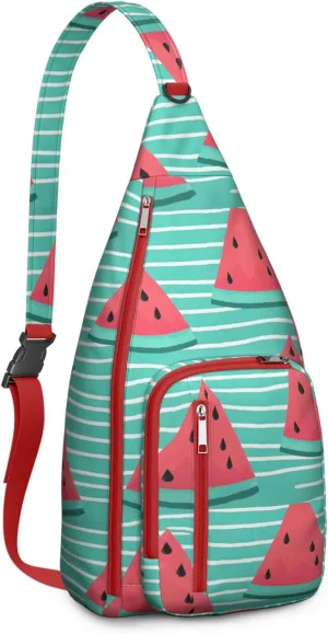 Shoulder Sling Crossbody Casual Chest Bag For Travel Sports Running,Backpack for Men & Women Lightweight Sports BagCrossbody Concealed Carry,Watermelon Shoulder Bag Waterproof Chest Bag