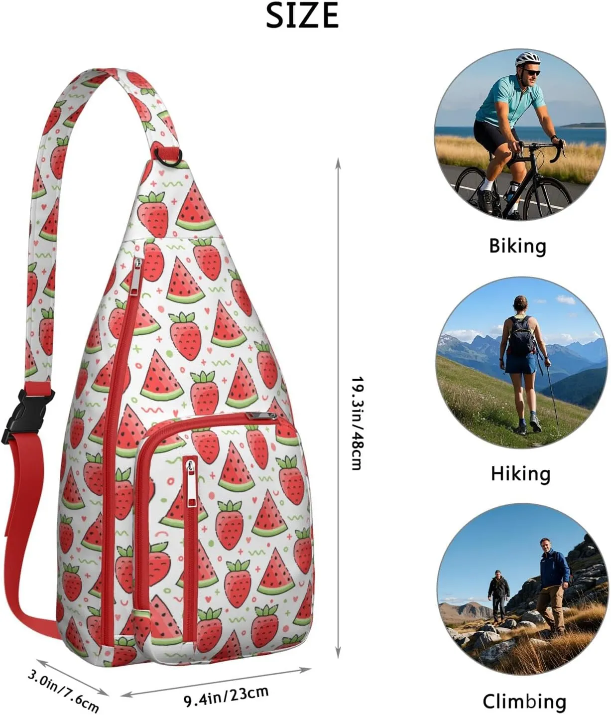 Shoulder Sling Crossbody Casual Chest Bag For Travel Sports Running,Backpack for Men & Women Lightweight Sports BagCrossbody Concealed Carry,Watermelon Shoulder Bag Waterproof Chest Bag