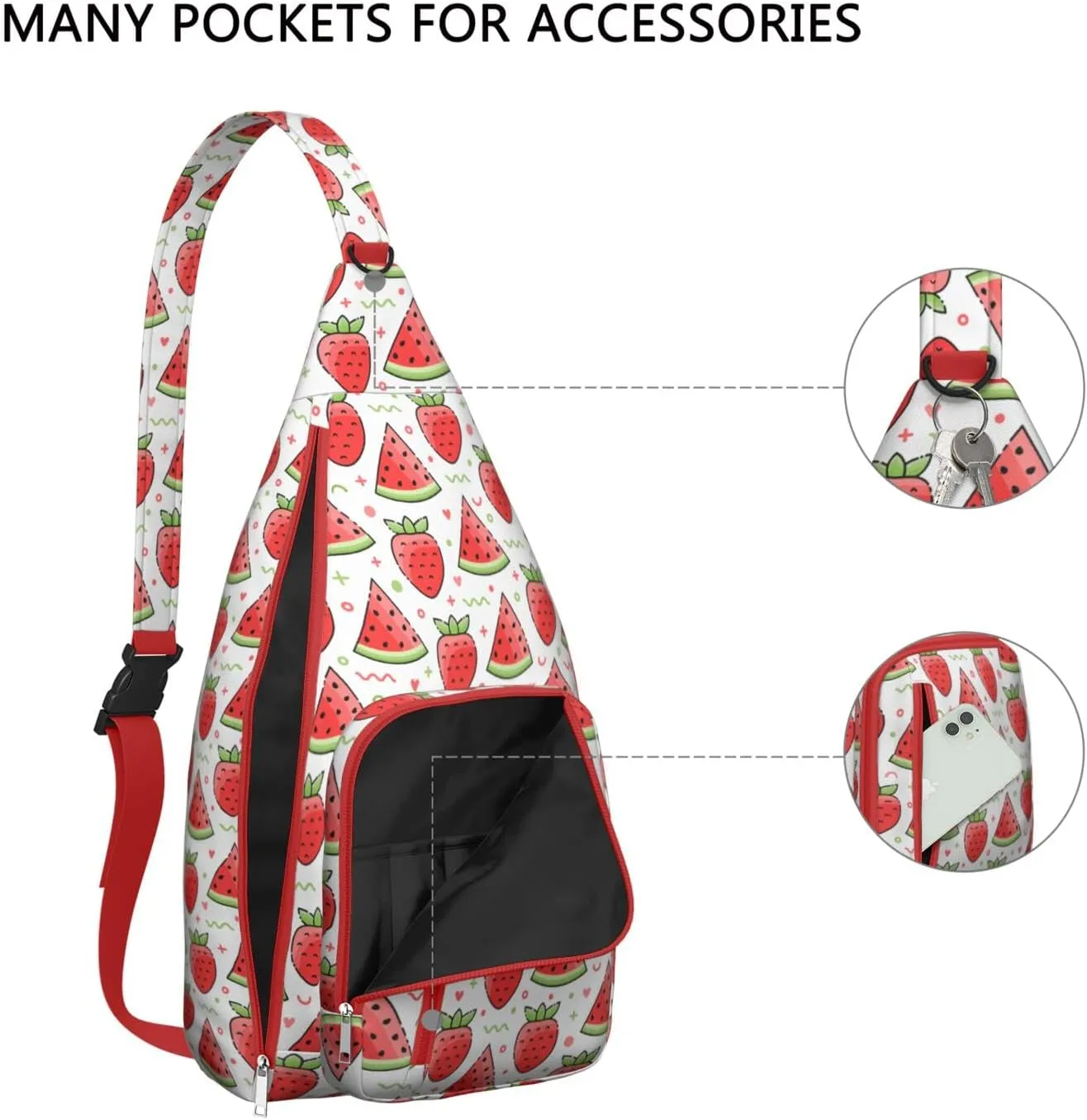 Shoulder Sling Crossbody Casual Chest Bag For Travel Sports Running,Backpack for Men & Women Lightweight Sports BagCrossbody Concealed Carry,Watermelon Shoulder Bag Waterproof Chest Bag