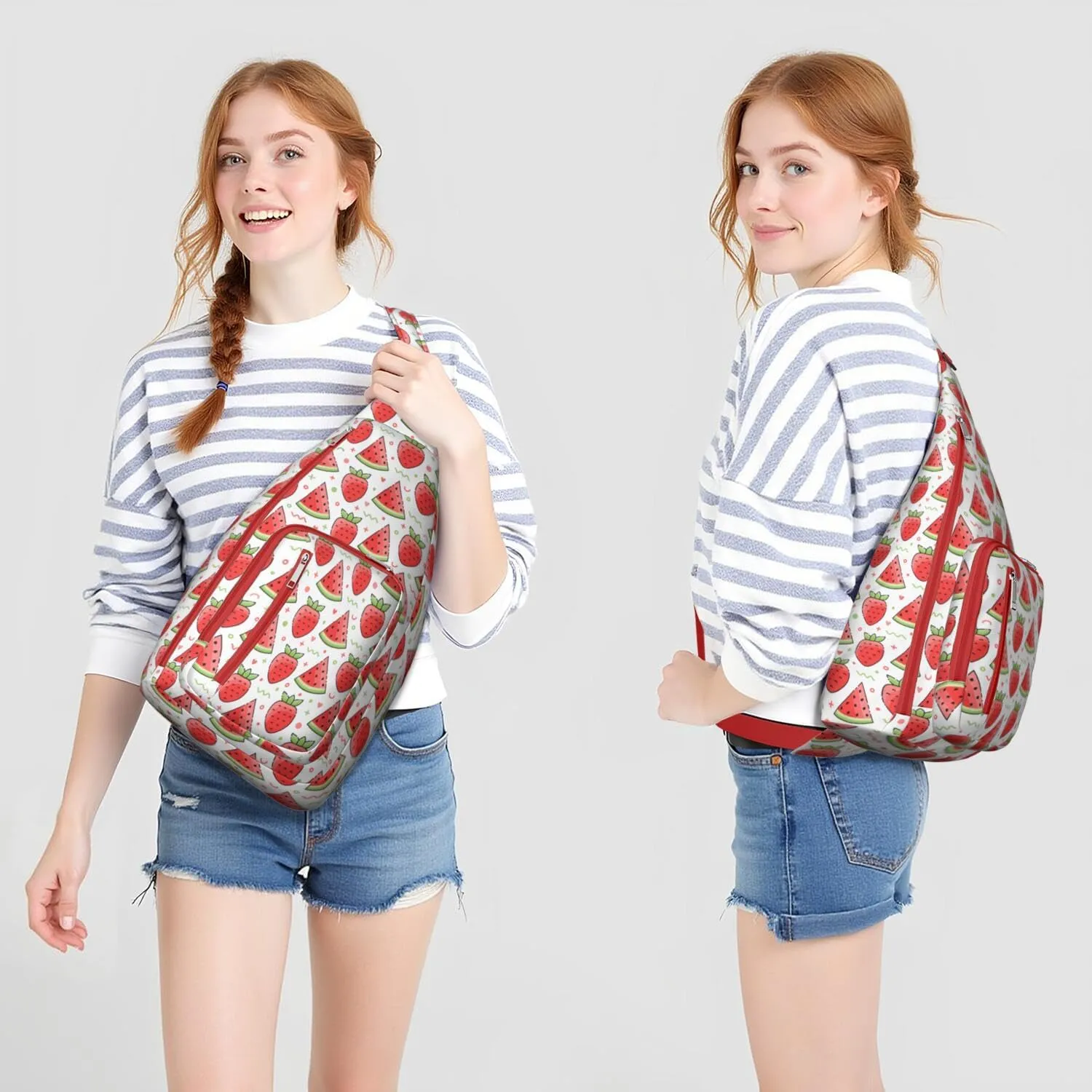 Shoulder Sling Crossbody Casual Chest Bag For Travel Sports Running,Backpack for Men & Women Lightweight Sports BagCrossbody Concealed Carry,Watermelon Shoulder Bag Waterproof Chest Bag