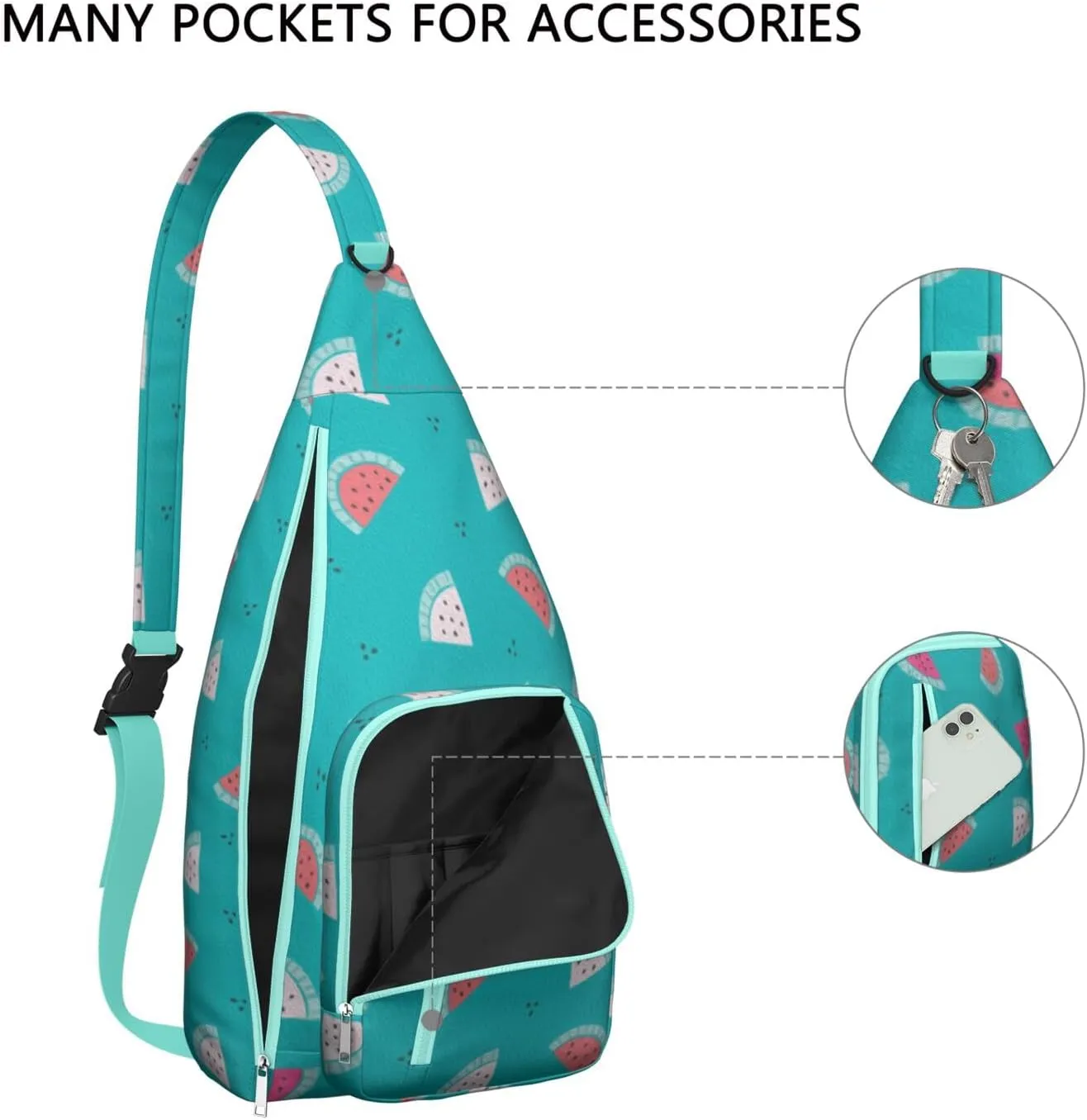 Shoulder Sling Crossbody Casual Chest Bag For Travel Sports Running,Backpack for Men & Women Lightweight Sports BagCrossbody Concealed Carry,Watermelon Shoulder Bag Waterproof Chest Bag