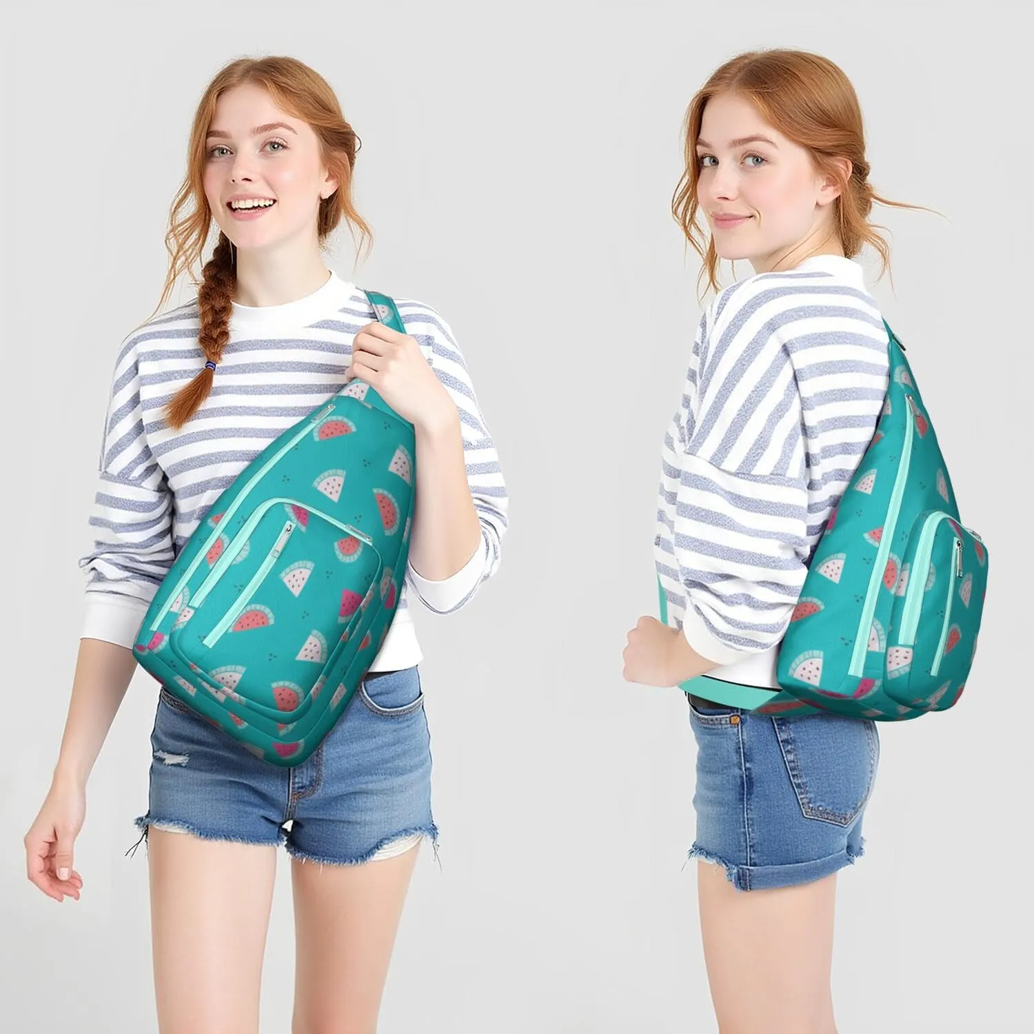 Shoulder Sling Crossbody Casual Chest Bag For Travel Sports Running,Backpack for Men & Women Lightweight Sports BagCrossbody Concealed Carry,Watermelon Shoulder Bag Waterproof Chest Bag