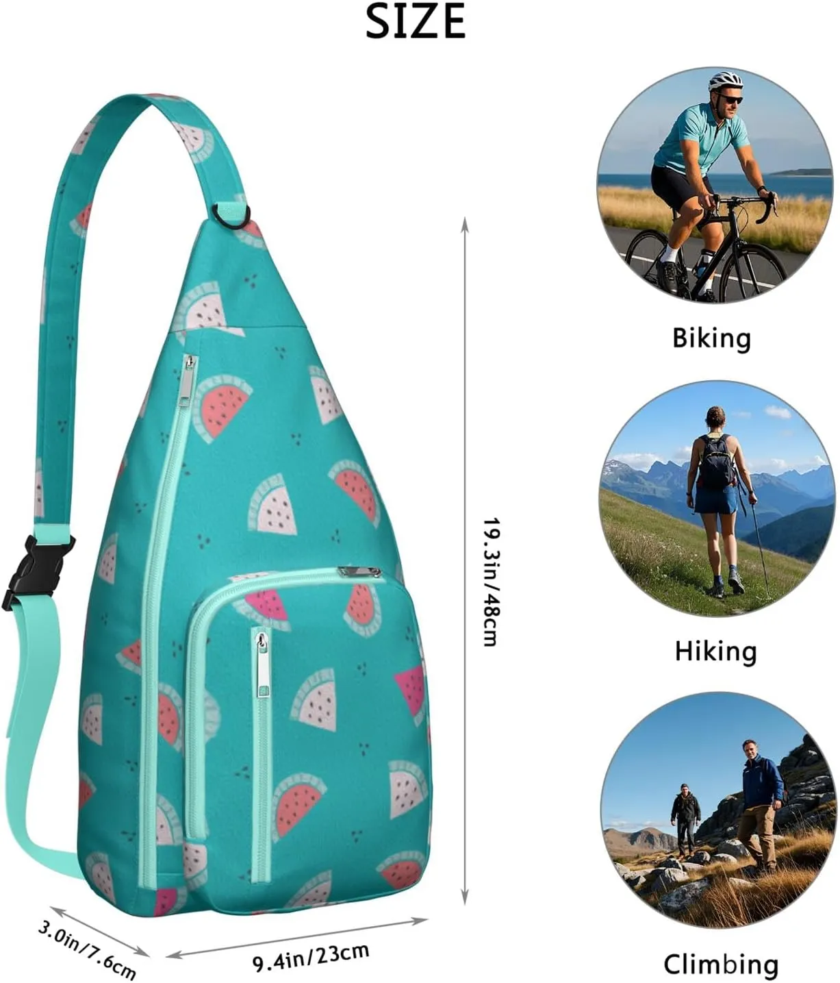 Shoulder Sling Crossbody Casual Chest Bag For Travel Sports Running,Backpack for Men & Women Lightweight Sports BagCrossbody Concealed Carry,Watermelon Shoulder Bag Waterproof Chest Bag