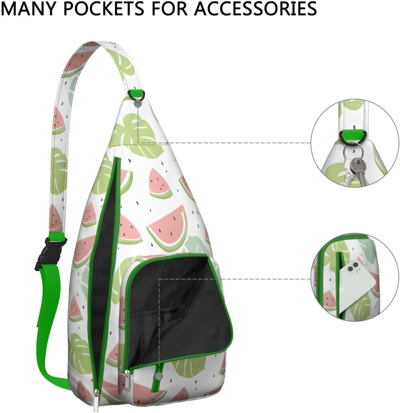 Shoulder Sling Crossbody Casual Chest Bag For Travel Sports Running,Backpack for Men & Women Lightweight Sports BagCrossbody Concealed Carry,Watermelon Shoulder Bag Waterproof Chest Bag