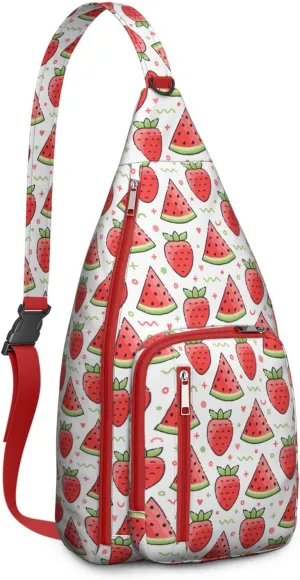 Shoulder Sling Crossbody Casual Chest Bag For Travel Sports Running,Backpack for Men & Women Lightweight Sports BagCrossbody Concealed Carry,Watermelon Shoulder Bag Waterproof Chest Bag