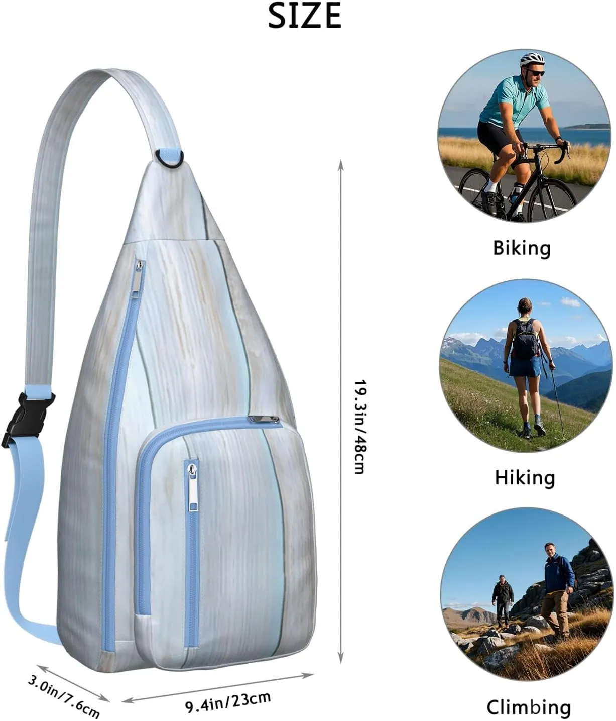 Shoulder Sling Crossbody Casual Chest Bag For Travel Sports Running,Backpack for Men & Women Lightweight Sports BagCrossbody Concealed Carry,Wood Shoulder Bag Waterproof Chest Bag
