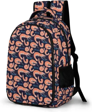 Shrimp Pattern Sea Food Backpack for Worker Teacher Business Hiking Travel Bag Shoulders Bag