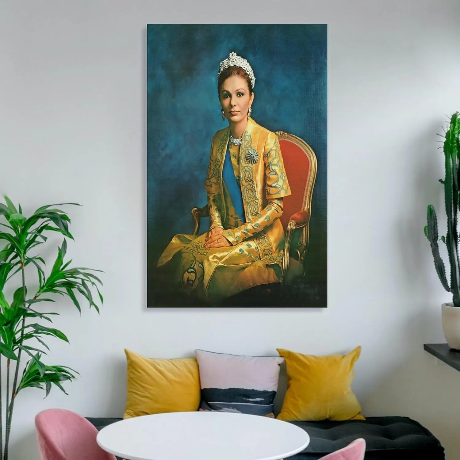 silanod Queen Farah Pahlavi Portrait Canvas Wall Art Posters For Room Aesthetic And Decor Poster for Home Decor, Office, Bedroom，Livingroom 08x12inch(20x30cm) Frame-Poster