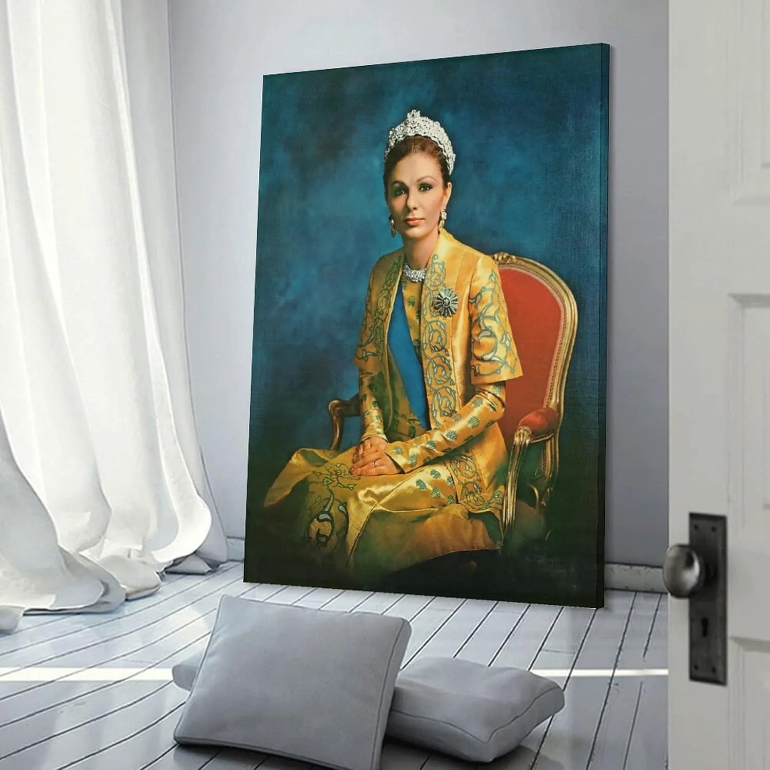 silanod Queen Farah Pahlavi Portrait Canvas Wall Art Posters For Room Aesthetic And Decor Poster for Home Decor, Office, Bedroom，Livingroom 08x12inch(20x30cm) Frame-Poster