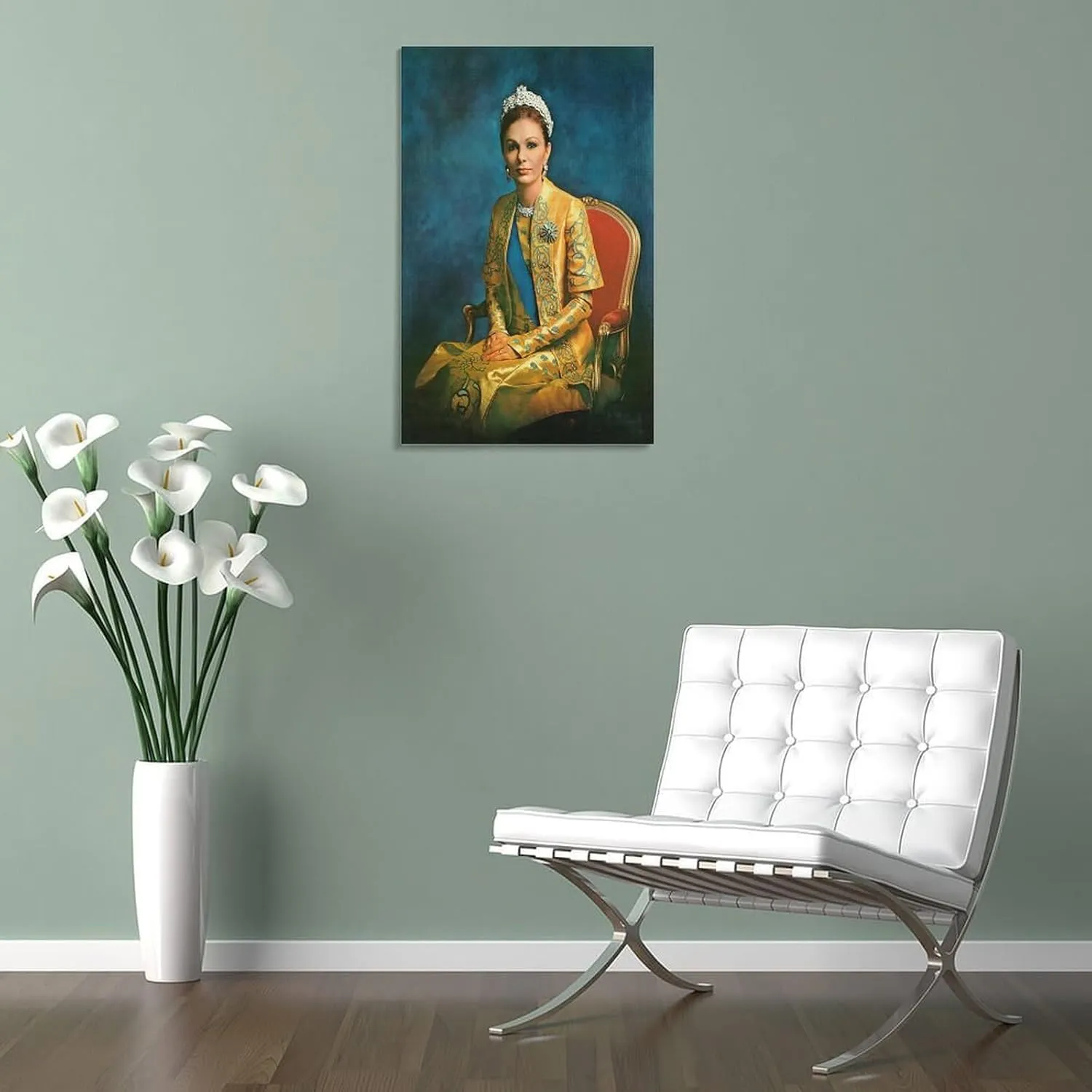 silanod Queen Farah Pahlavi Portrait Canvas Wall Art Posters For Room Aesthetic And Decor Poster for Home Decor, Office, Bedroom，Livingroom 08x12inch(20x30cm) Frame-Poster