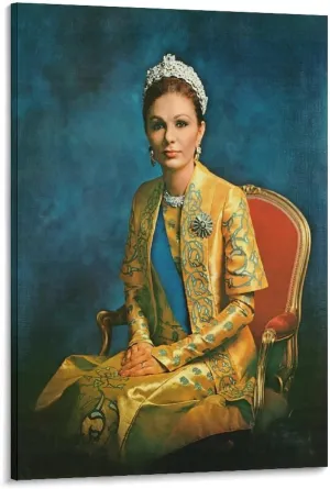 silanod Queen Farah Pahlavi Portrait Canvas Wall Art Posters For Room Aesthetic And Decor Poster for Home Decor, Office, Bedroom，Livingroom 08x12inch(20x30cm) Frame-Poster