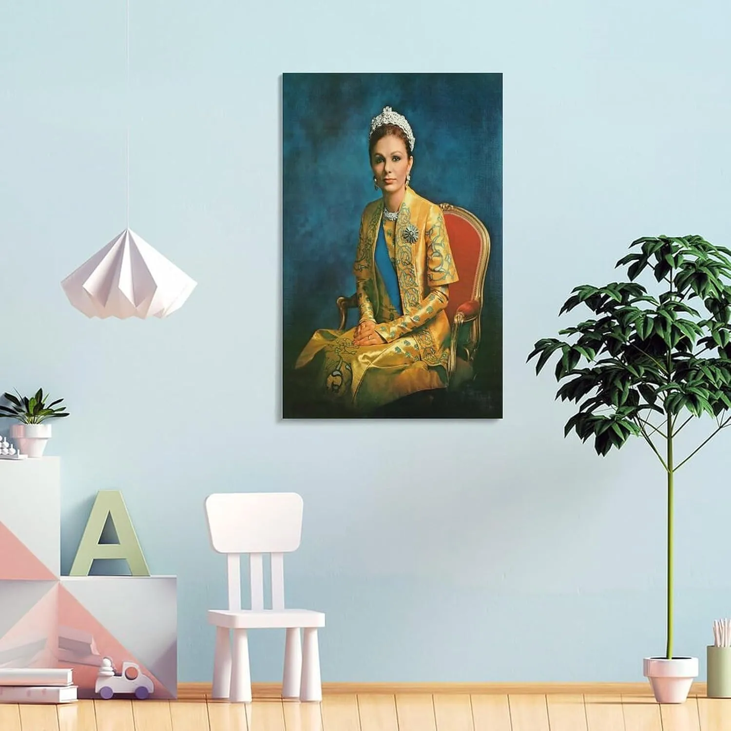 silanod Queen Farah Pahlavi Portrait Canvas Wall Art Posters For Room Aesthetic And Decor Poster for Home Decor, Office, Bedroom，Livingroom 08x12inch(20x30cm) Frame-Poster