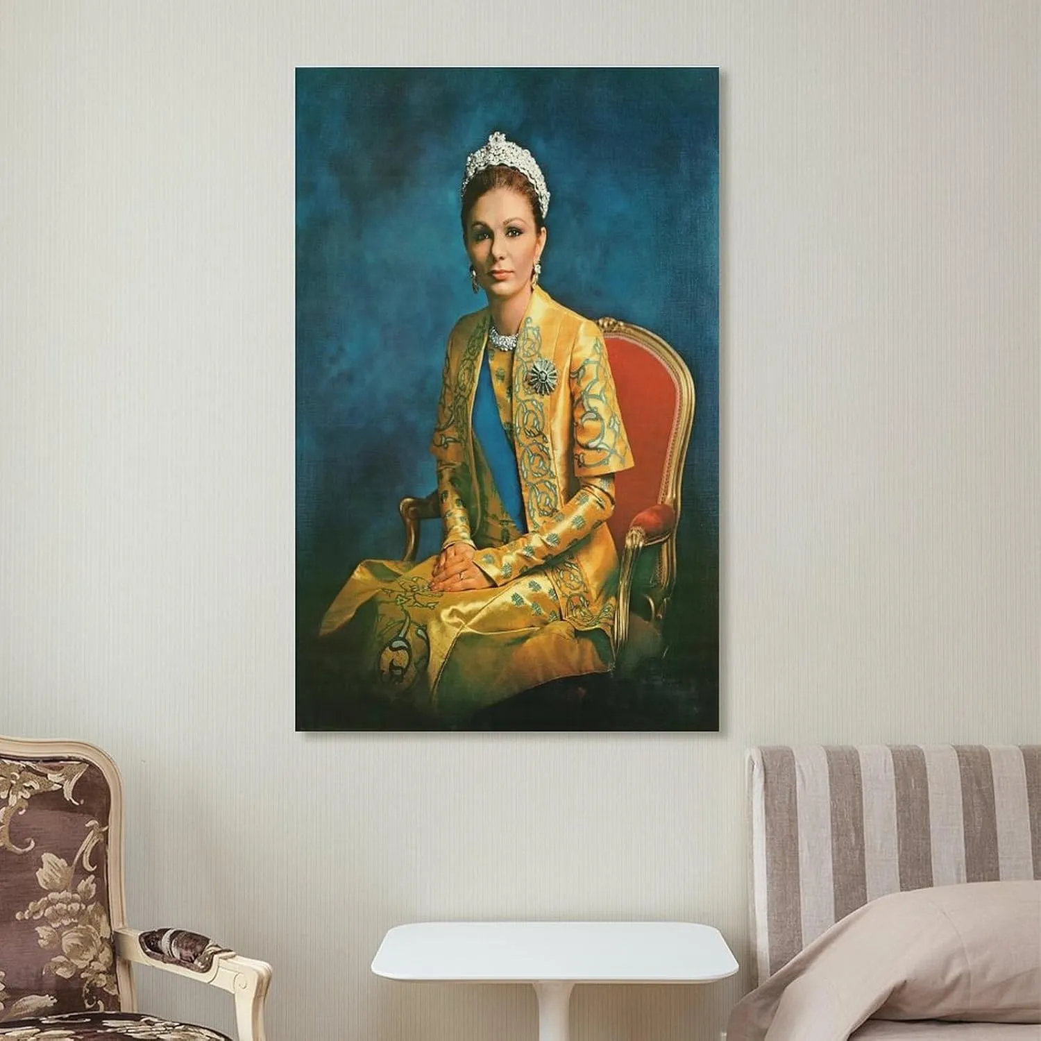 silanod Queen Farah Pahlavi Portrait Canvas Wall Art Posters For Room Aesthetic And Decor Poster for Home Decor, Office, Bedroom，Livingroom 08x12inch(20x30cm) Frame-Poster