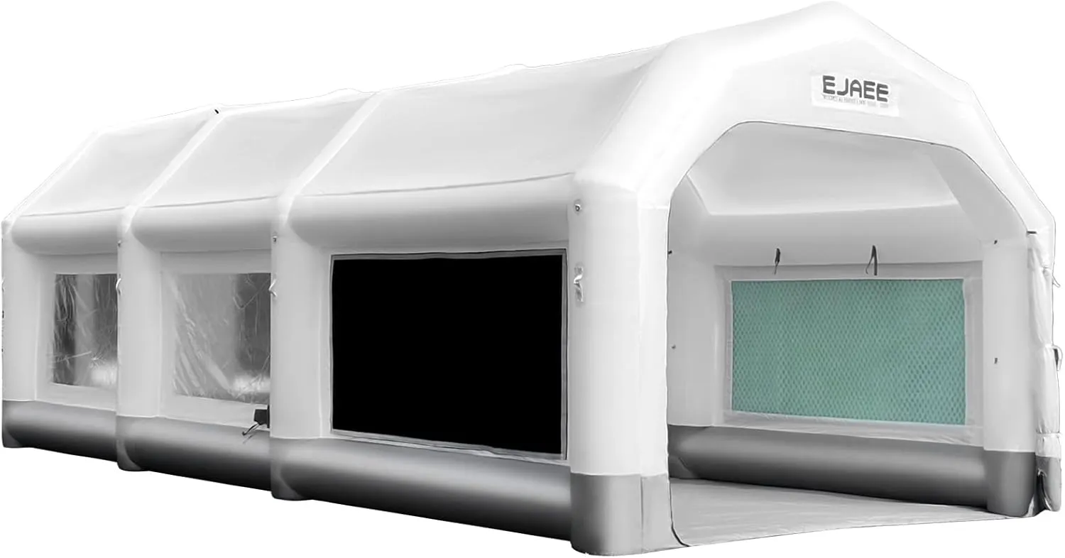 Silver Series 30x15x12Ft Portable Inflatable Spray Paint Booth with Blowers for Full-Size Trucks, Large Auto Parts, Small Boats, Dust-Free Workspace for Custom Paint Jobs