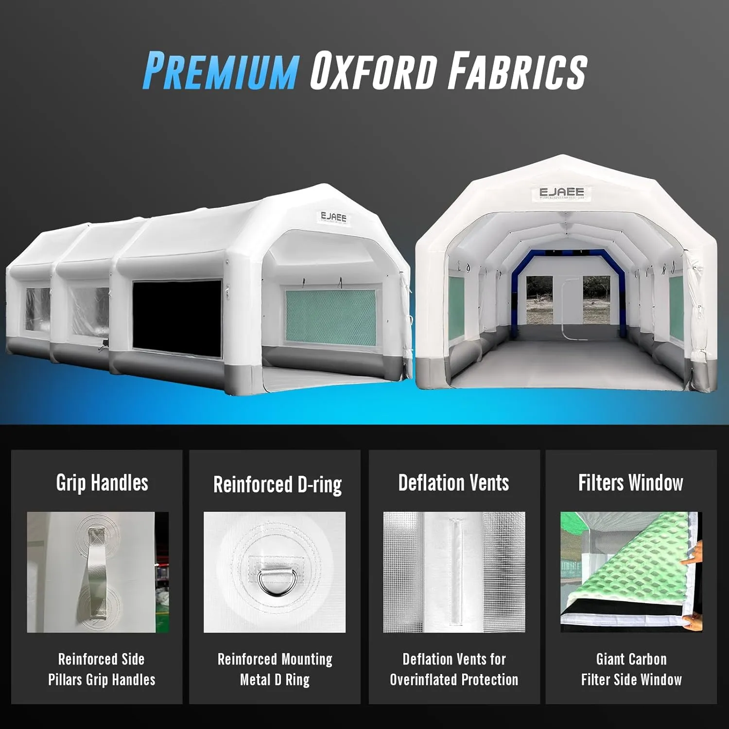 Silver Series 30x15x12Ft Portable Inflatable Spray Paint Booth with Blowers for Full-Size Trucks, Large Auto Parts, Small Boats, Dust-Free Workspace for Custom Paint Jobs