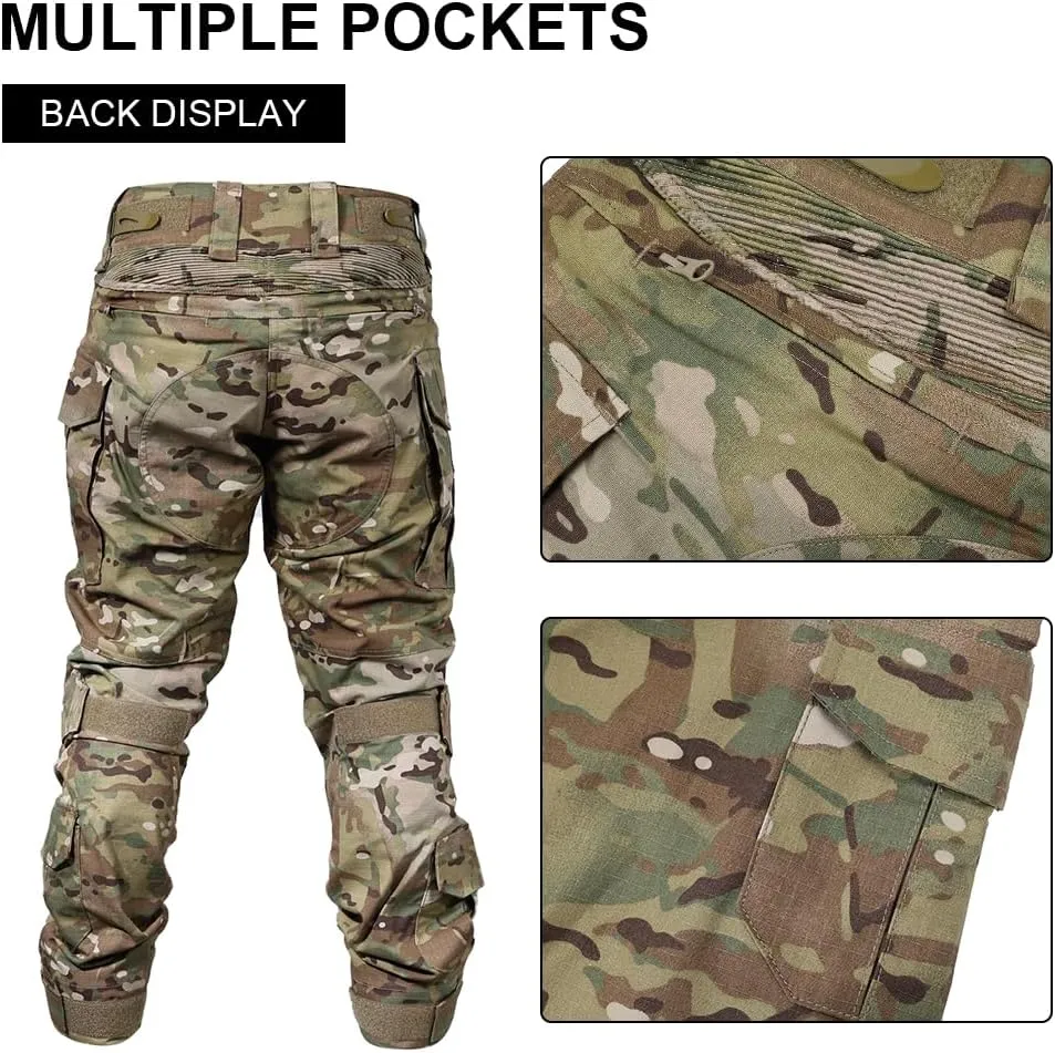 SINAIRSOFT G3 Tactical Pants with Knee Pads,Men's Airsoft Paintball Hunting Outdoor Pants,Combat Army BDU Trousers