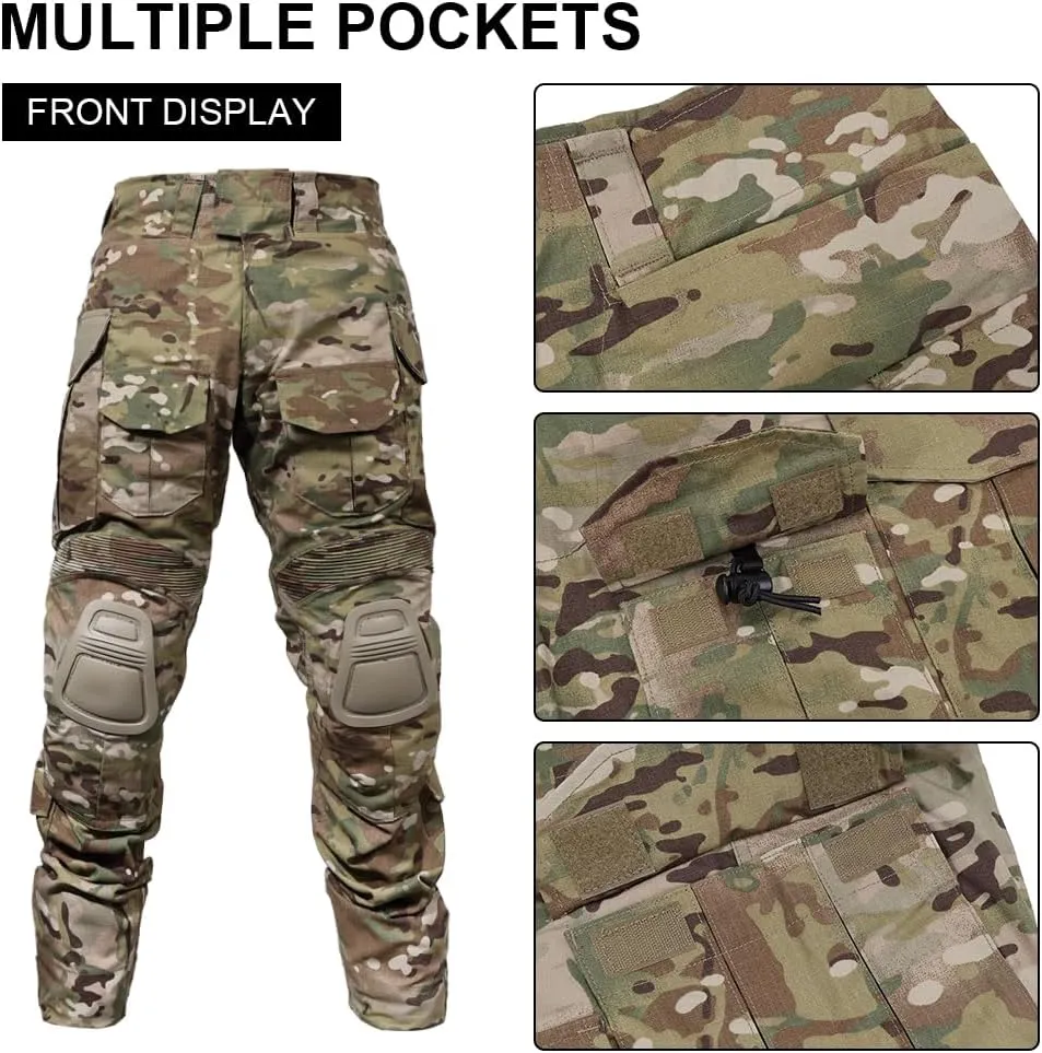 SINAIRSOFT G3 Tactical Pants with Knee Pads,Men's Airsoft Paintball Hunting Outdoor Pants,Combat Army BDU Trousers