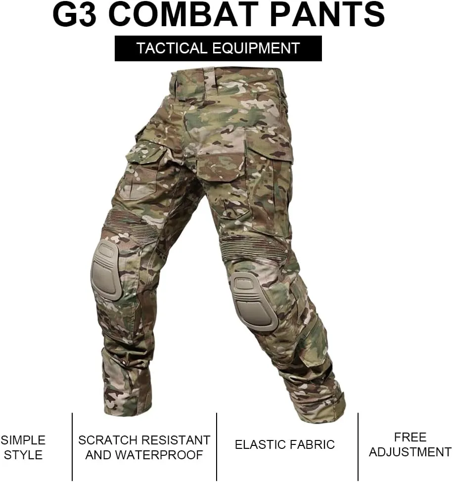 SINAIRSOFT G3 Tactical Pants with Knee Pads,Men's Airsoft Paintball Hunting Outdoor Pants,Combat Army BDU Trousers
